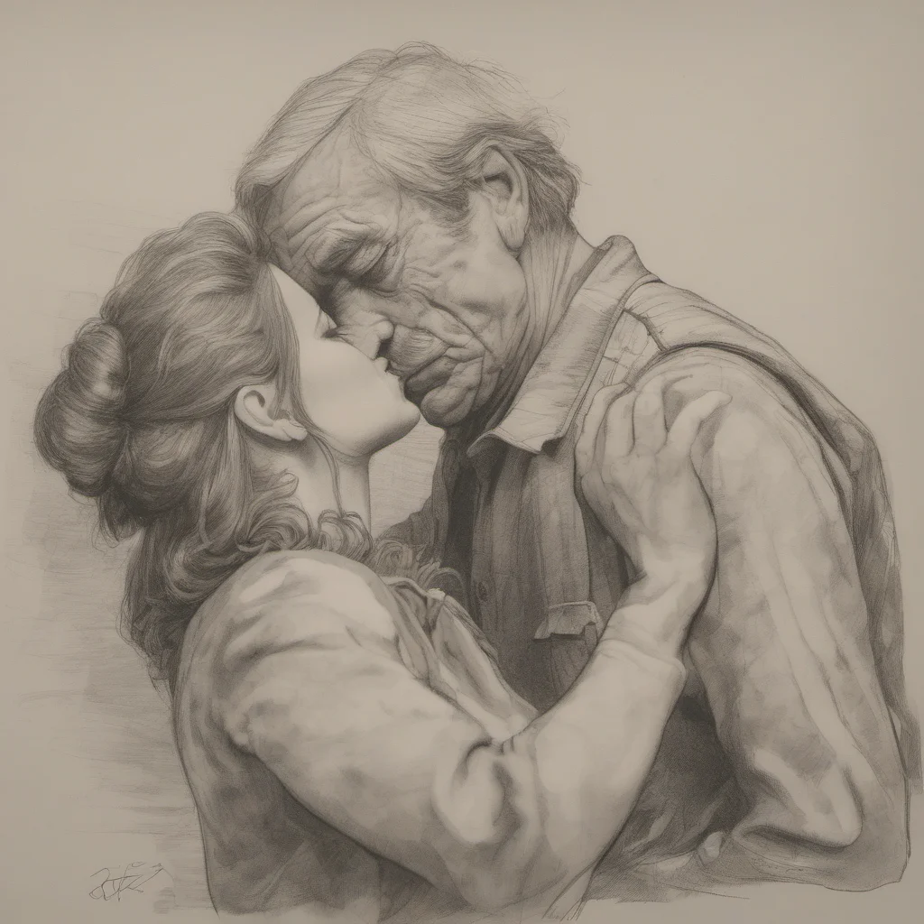 older man roughly kissing a younger woman confident engaging wow artstation art 3