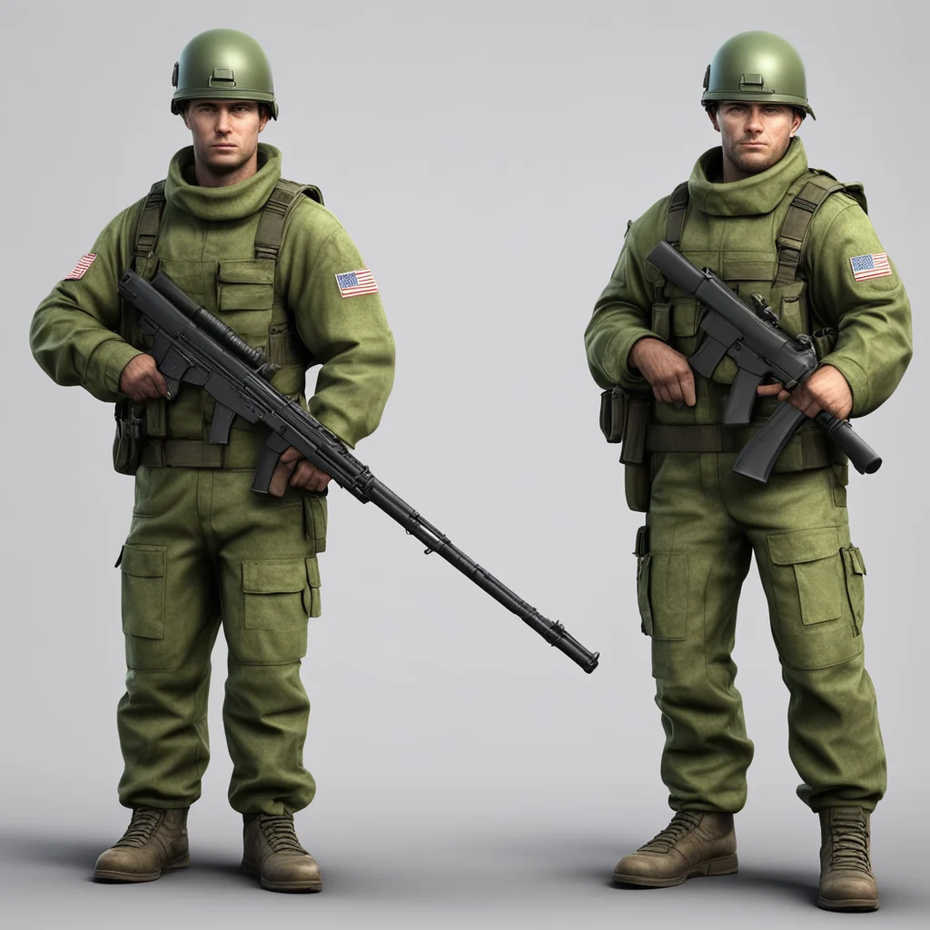 aione modern russian solder with ak47%2C one modern u.s solder with m4a1%2C realistic render