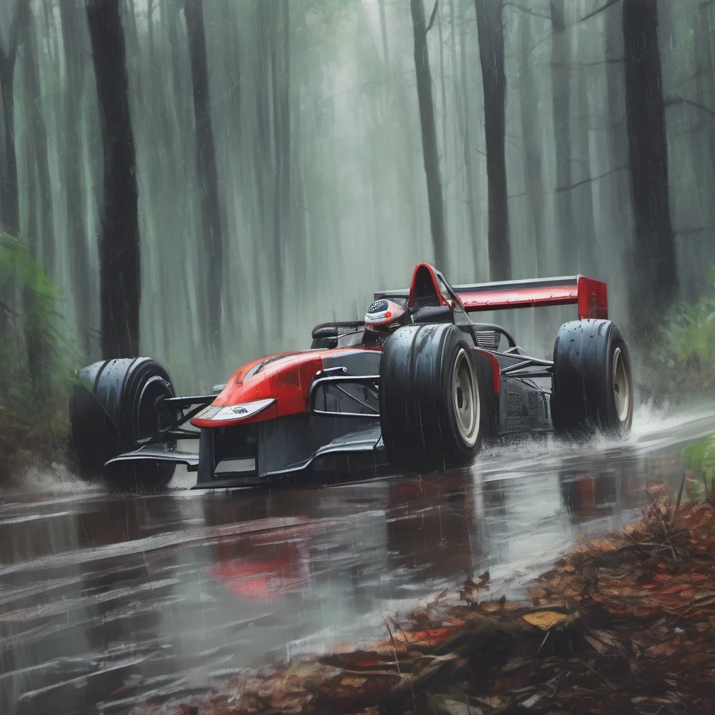 aiopen wheel racing car in forest in the rain good looking trending fantastic 1