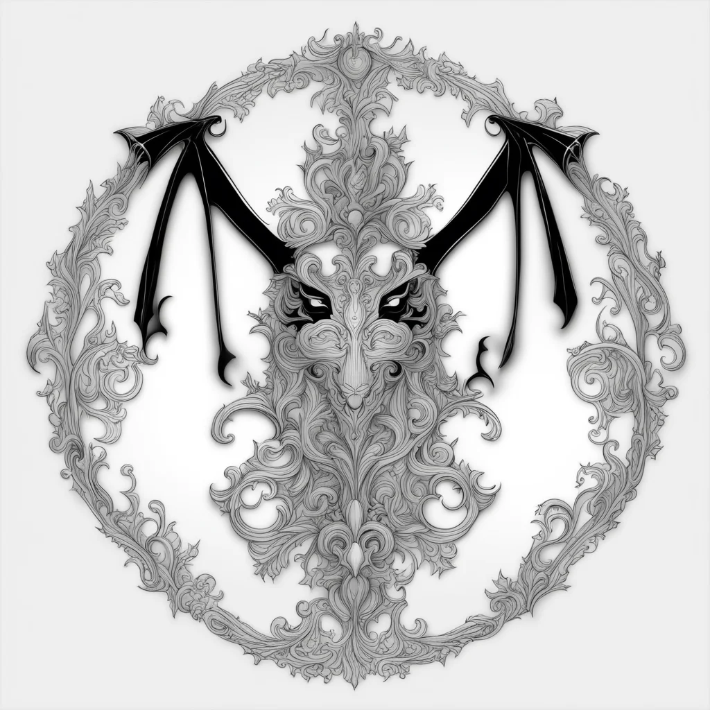 aiornament%2C 2d%2C bat%2C line art%2C black white%2C simple%2C confident engaging wow artstation art 3
