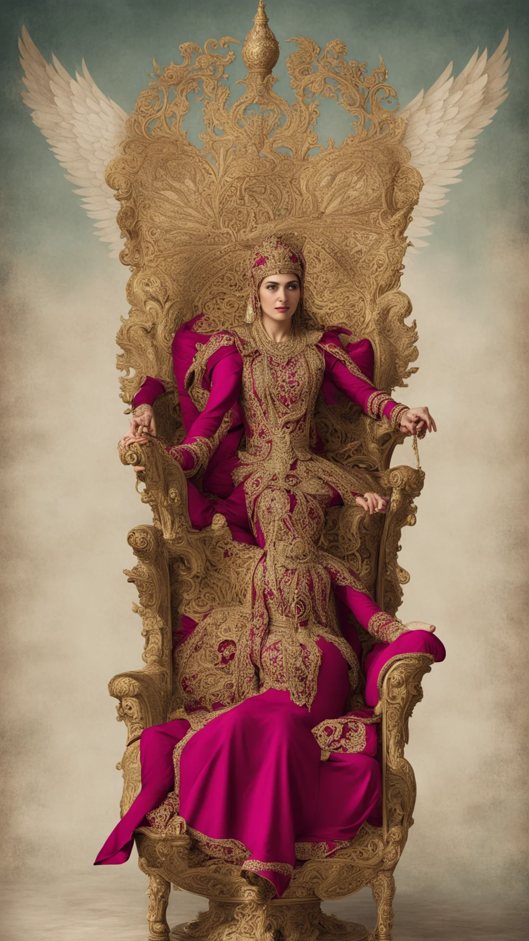 ottoman princess sitting on a flying throne  amazing awesome portrait 2 tall