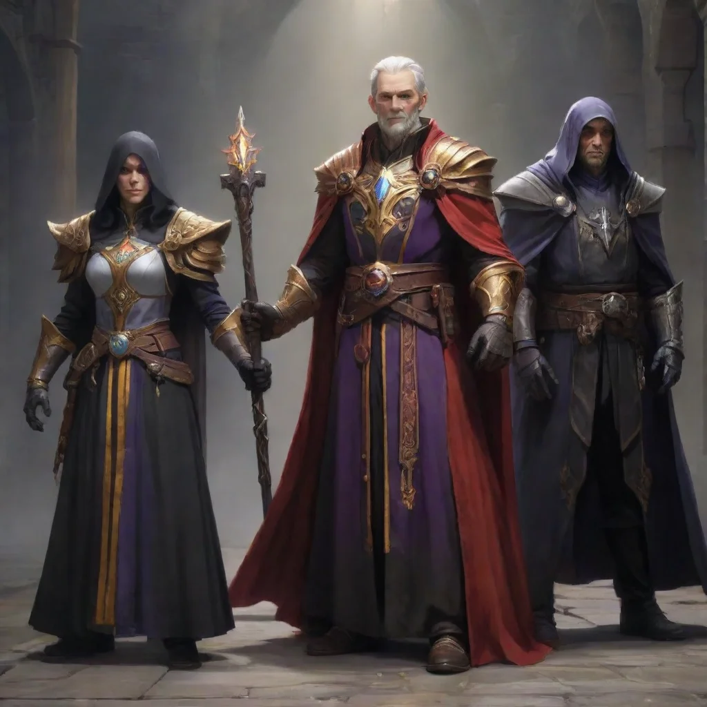 aipaladin next to a warlock next to a wizard next to a rogue next to a priest