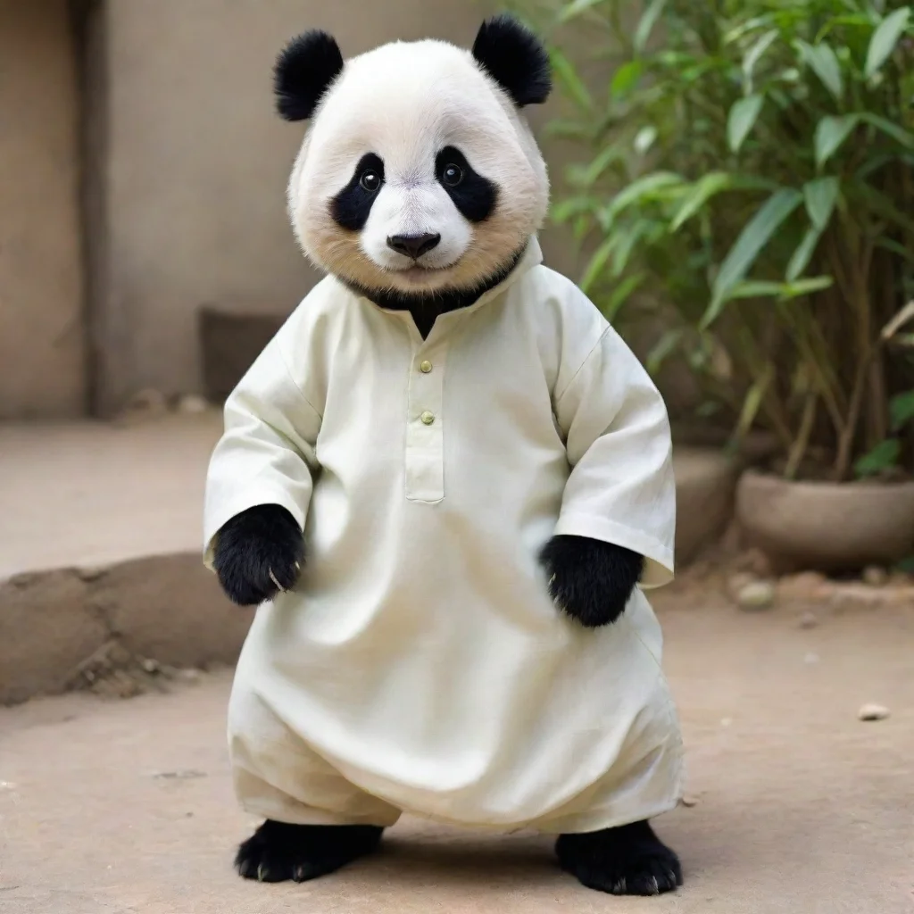 panda wearing shalwar kameez