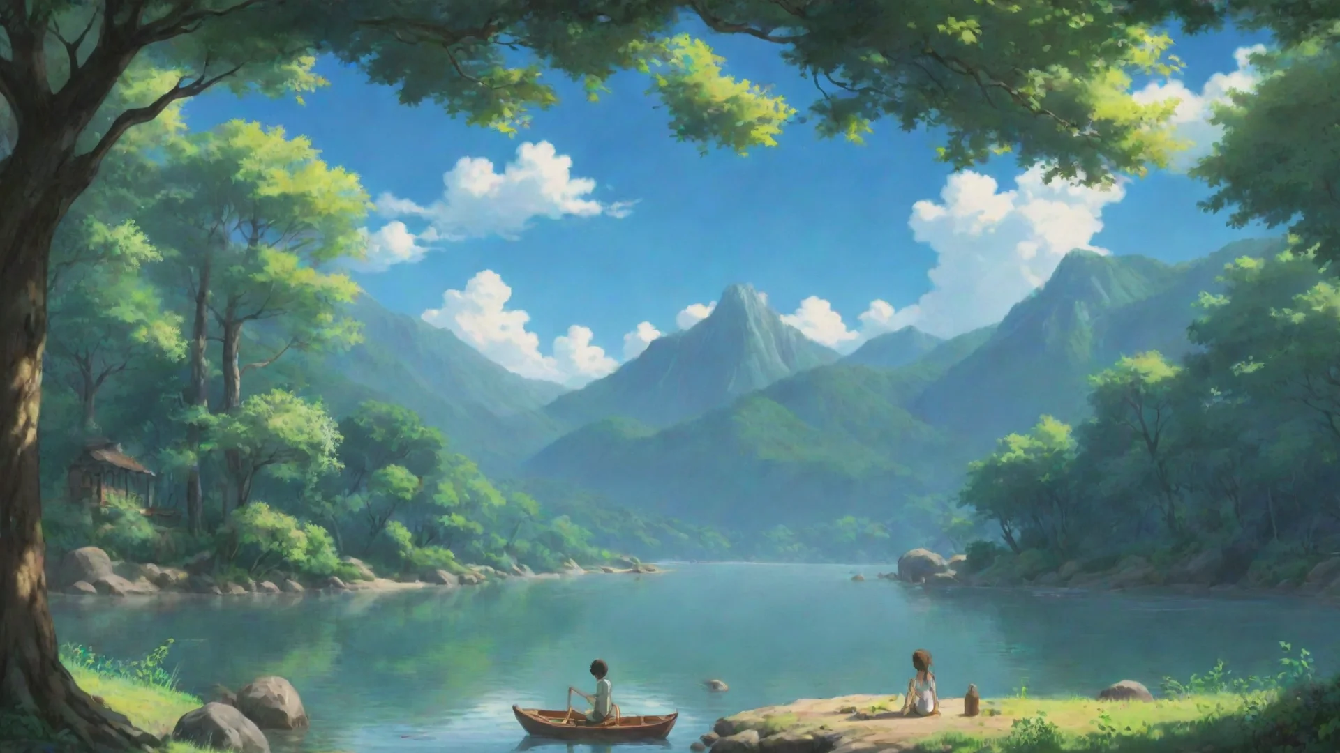 peaceful serene anime ghibli scene relax wide