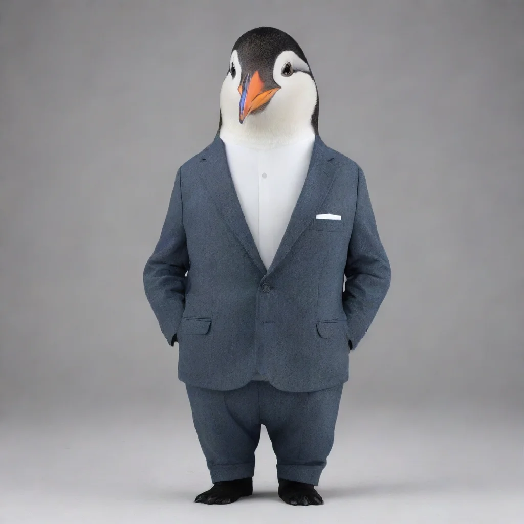 aipeguin wearing a suite calymodel