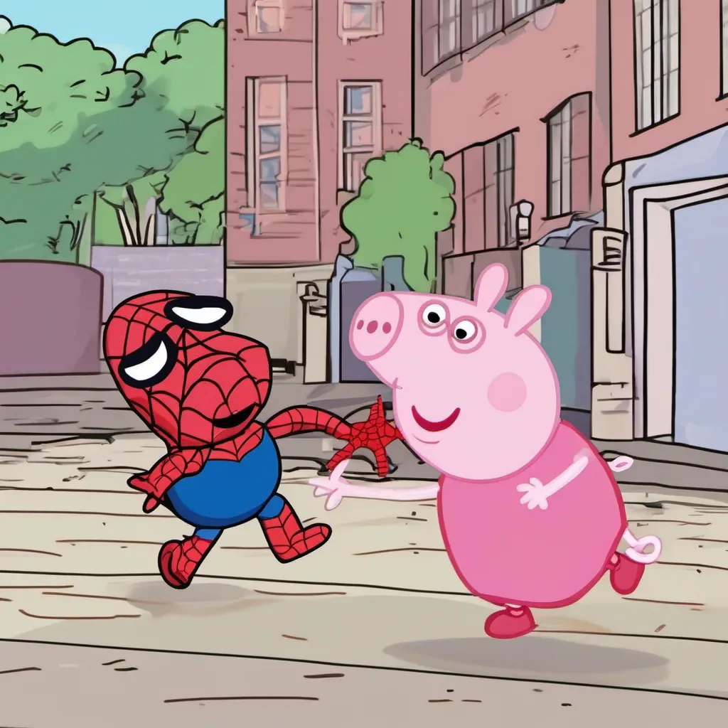 peppa pig fighting against spiderman amazing awesome portrait 2