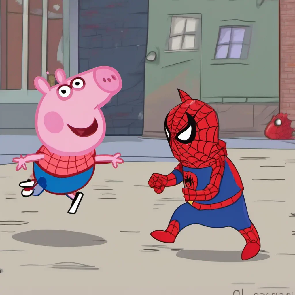 peppa pig fighting spiderman