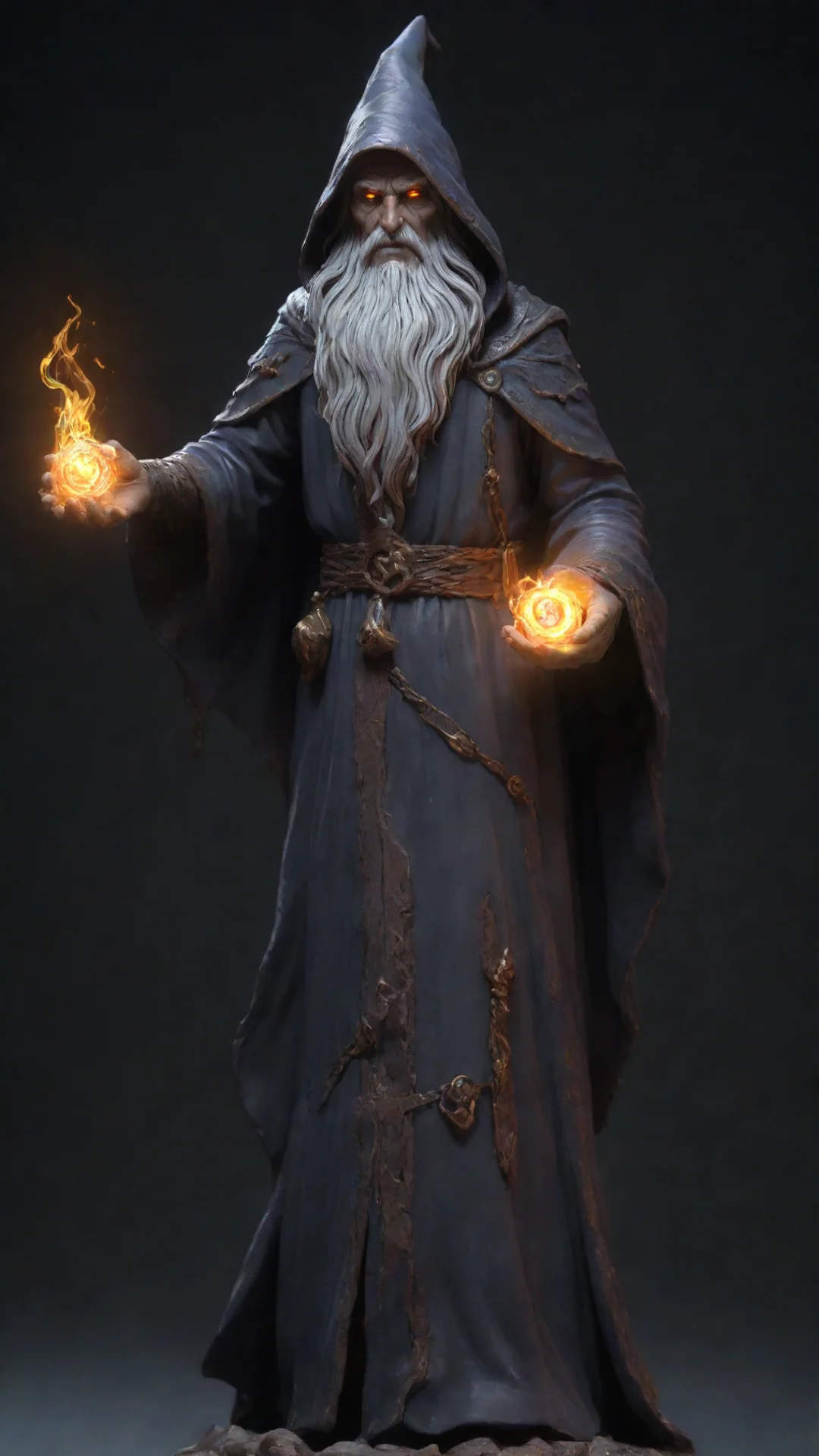 aiperfect 3d sculplture of an arcane wizard with glowing eyes%2C sculpted in zbrush tall