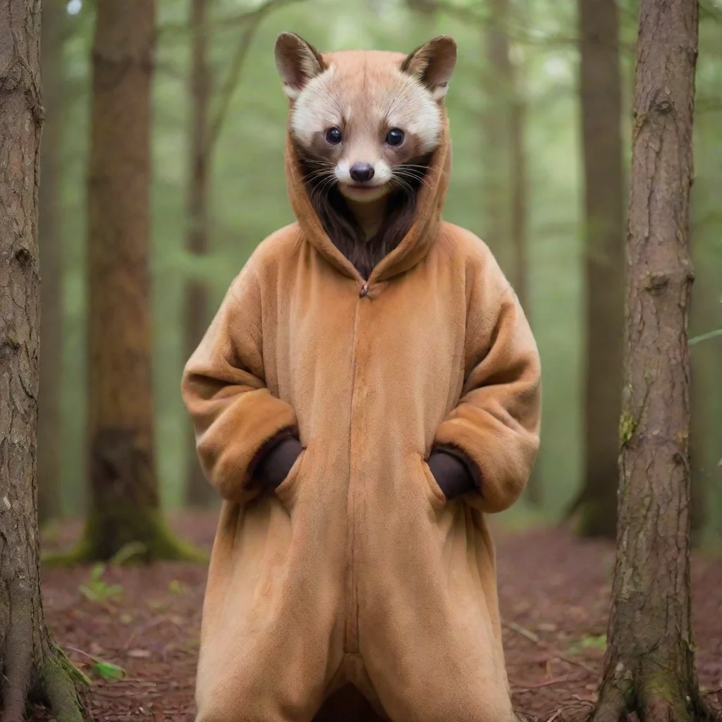 person in a pine marten kigu