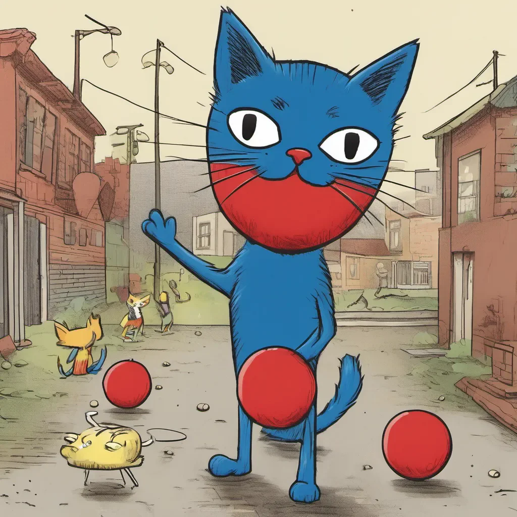 aipete the cat playing with a red ball with his friends