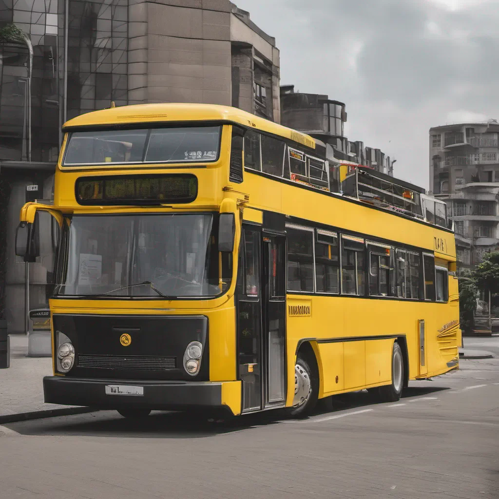 photographic image of volwaon bus in yellow color  confident engaging wow artstation art 3