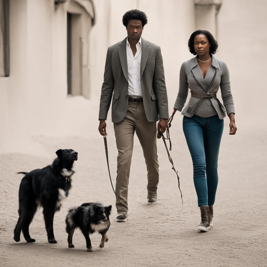 picture of a woman walking a male slave with a dog leash in a world where women are superior good looking trending fantastic 1