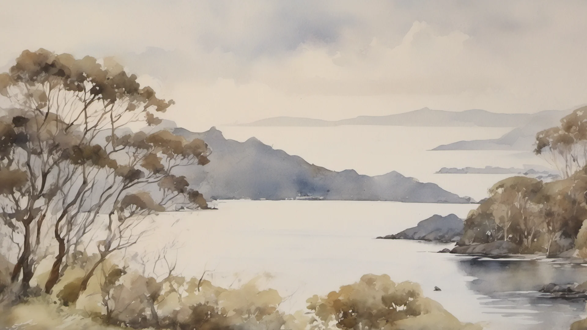 aipicturesque landscape watercolor beautiful neutral tones bay of islands grace stunning   good looking trending fantastic 1 wide