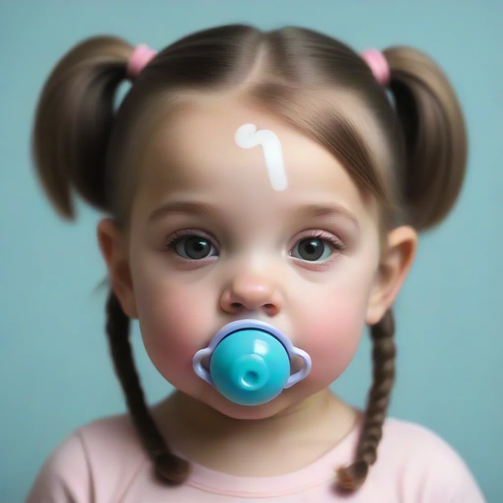 pigtails girl with a pacifier