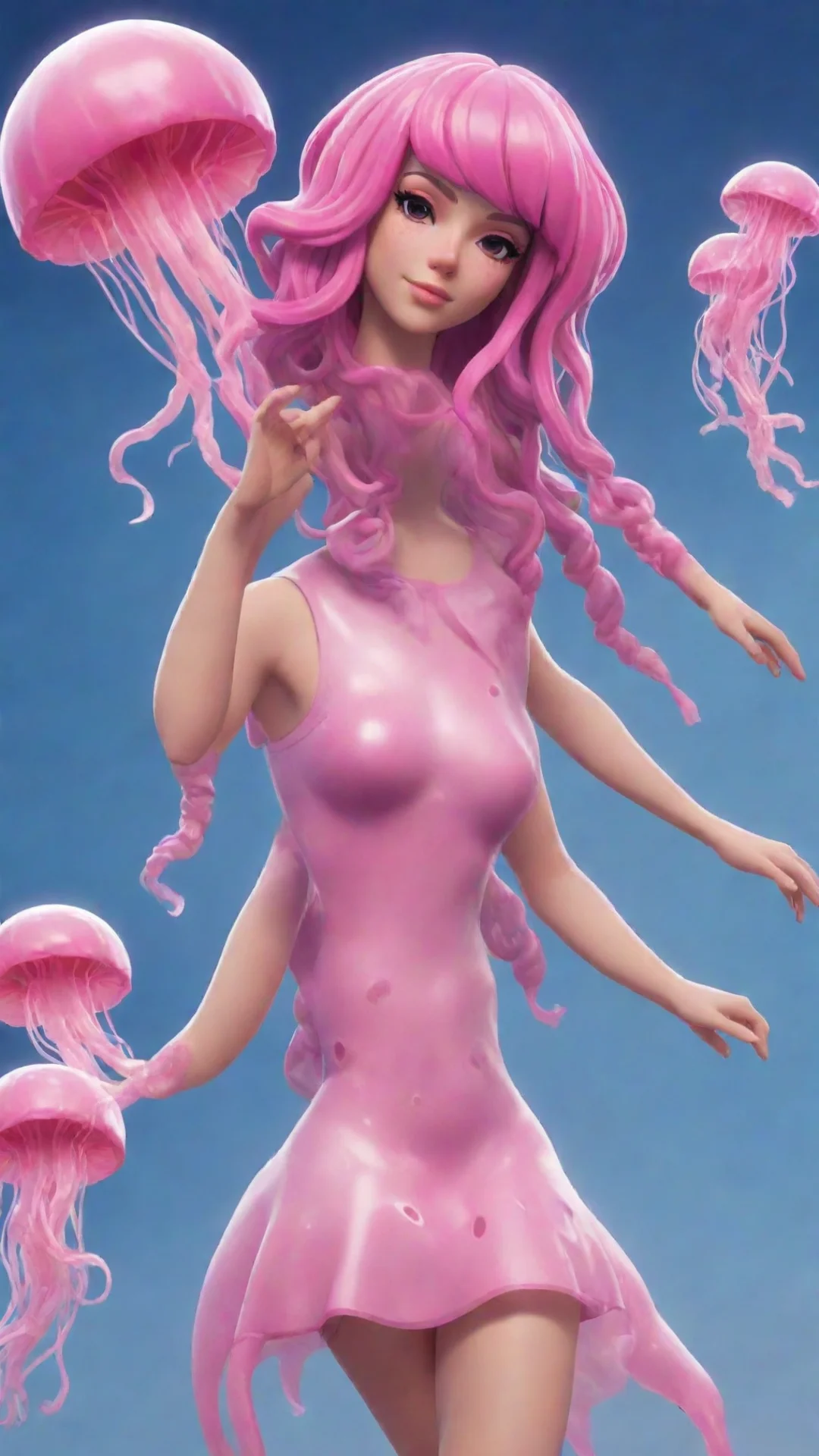 pink jellyfish style fortnite girl skin tall