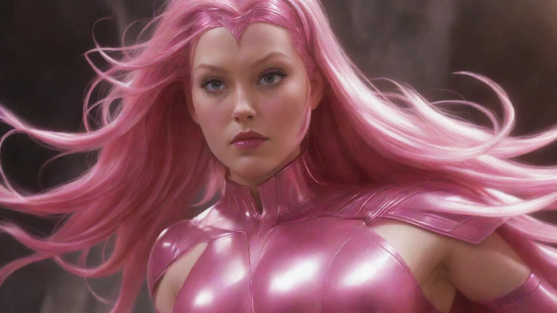 pink warrior princess by artist alex ross for the avengers marvel cinematic light photographic high detail realistic ren wide