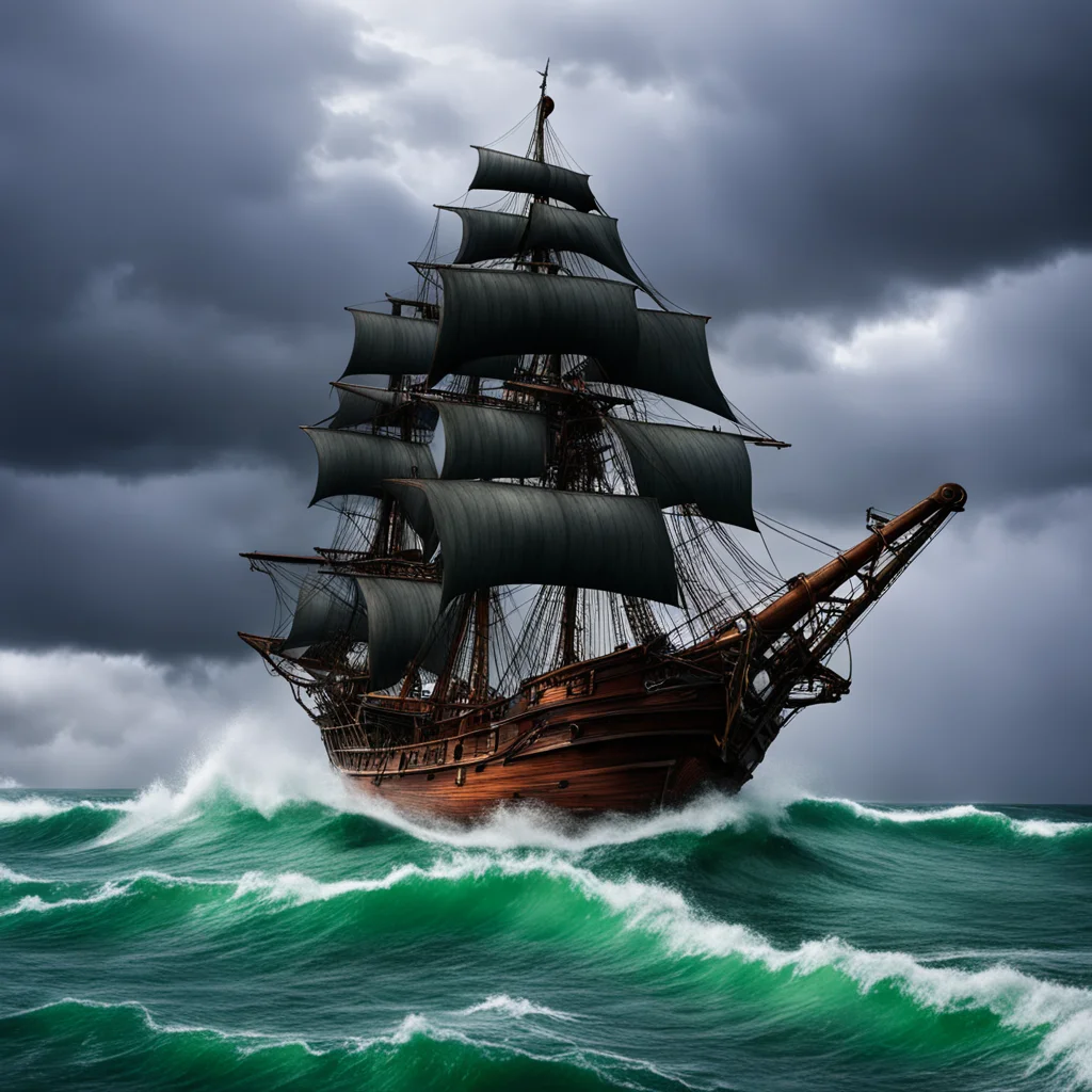 aipirate ship in a storm amazing awesome portrait 2