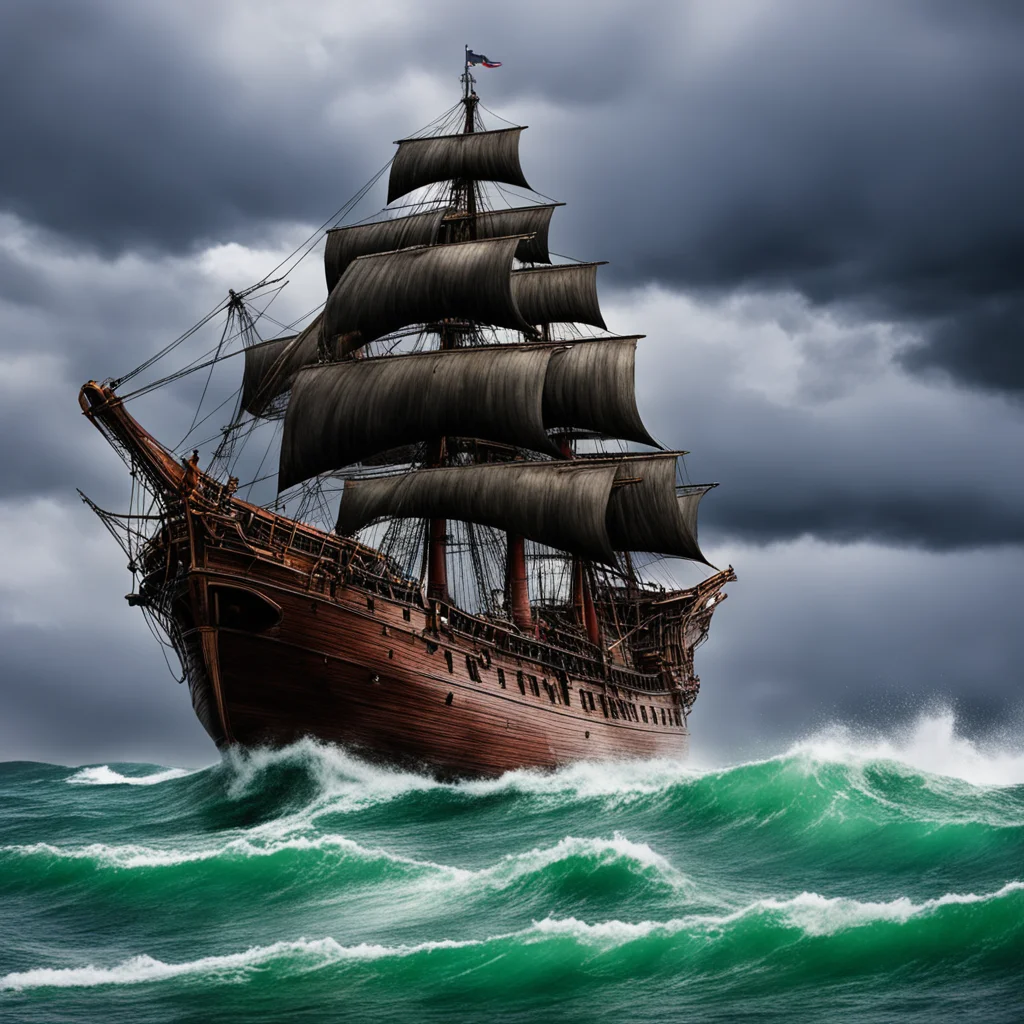 aipirate ship in a storm