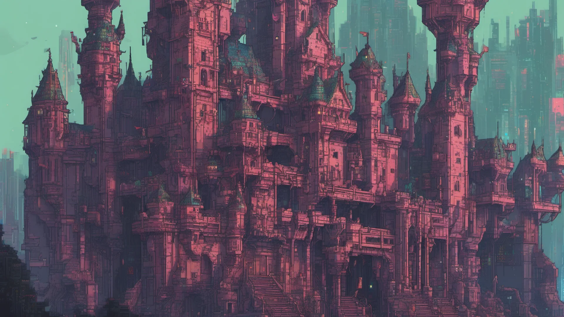 aipixelart cyberpunk fantasy castle confident engaging wow artstation art 3 wide