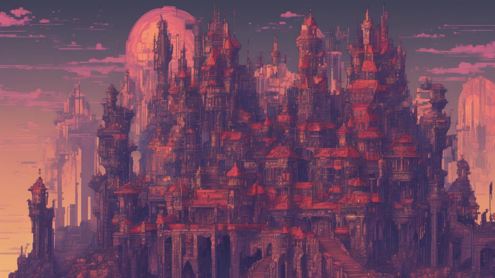pixelart cyberpunk fantasy castle good looking trending fantastic 1 wide