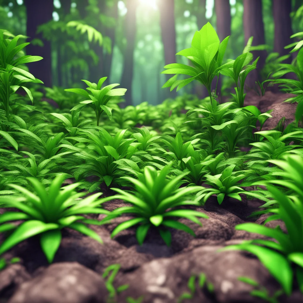 aiplantas fazendo c%C3%B3cegas nos p%C3%A9s de uma garotinha em uma floresta em desenho animado 3d confident engaging wow artstation art 3