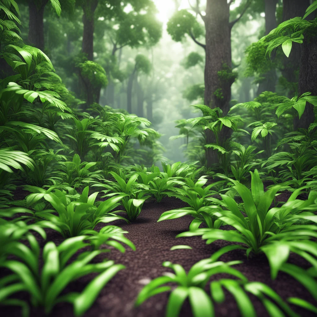 aiplantas fazendo c%C3%B3cegas nos p%C3%A9s de uma garotinha em uma floresta em desenho animado 3d