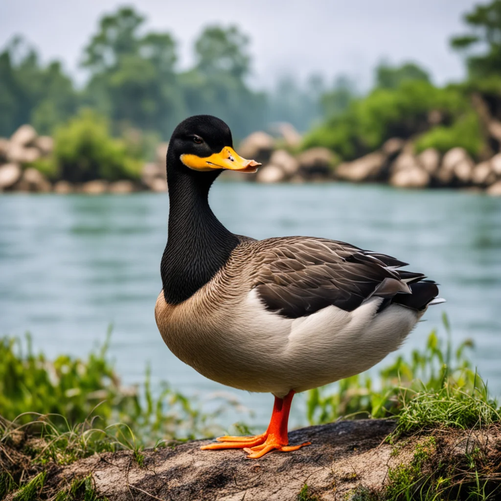 aiportait of a duck on an island