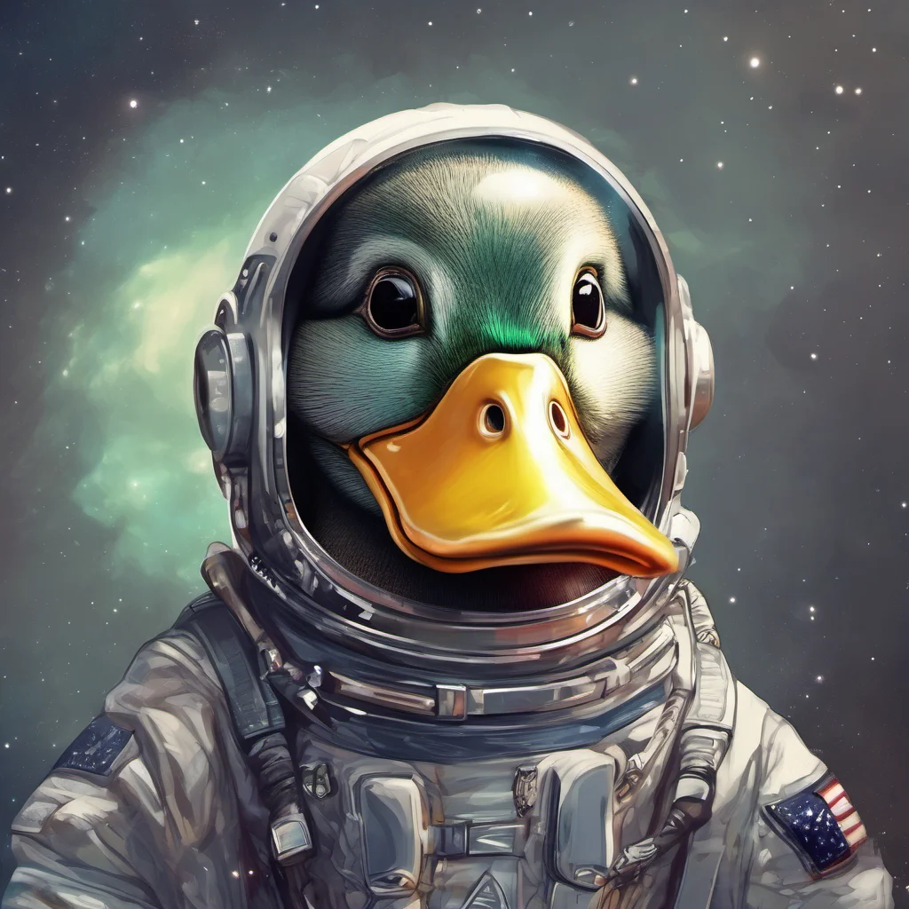 aiportrait of a duck in a space suit%2C digital art