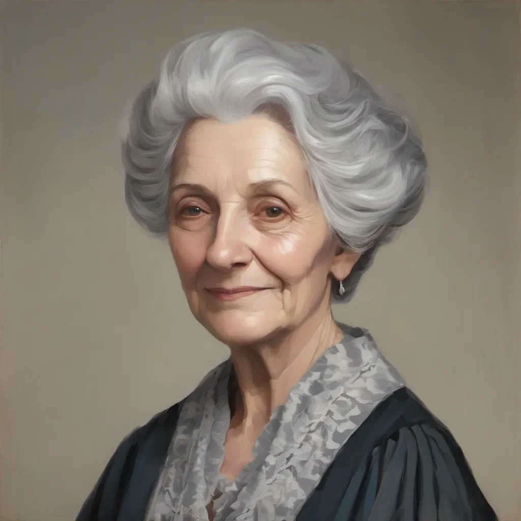 aiportrait of an older lady in a conservative dress with gray hair