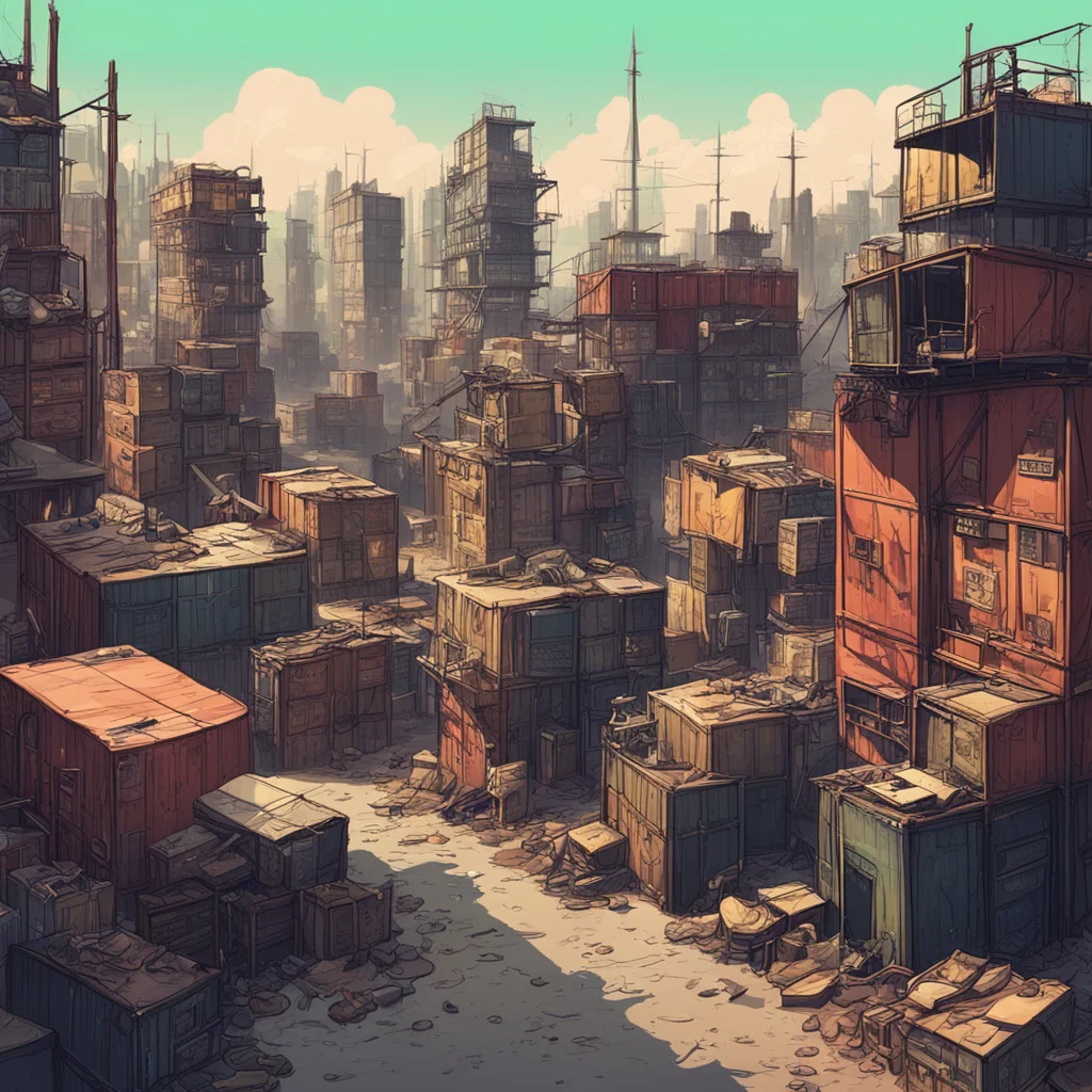 aipost apocalyptic city composed of ship containers%2C slums%2C and tents detailed illustration good looking trending fantastic 1