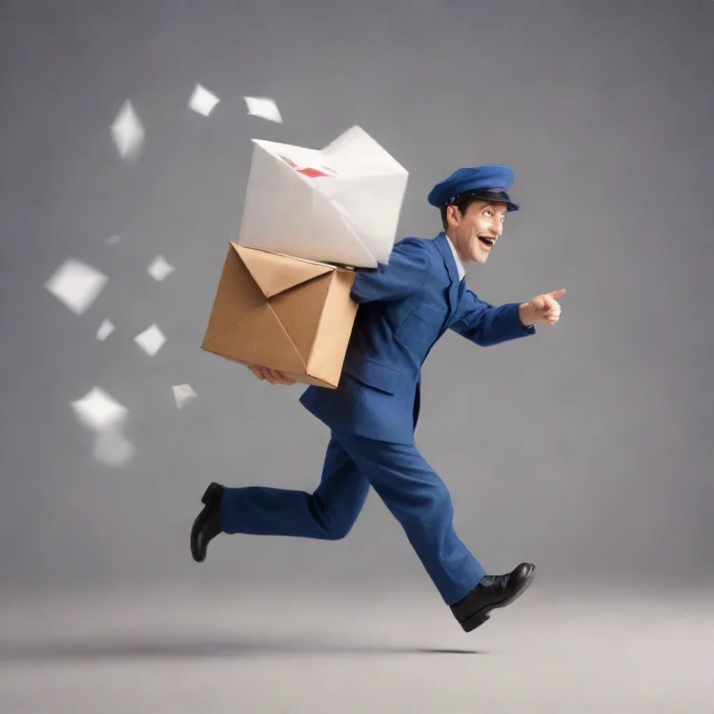 postman running with one mail