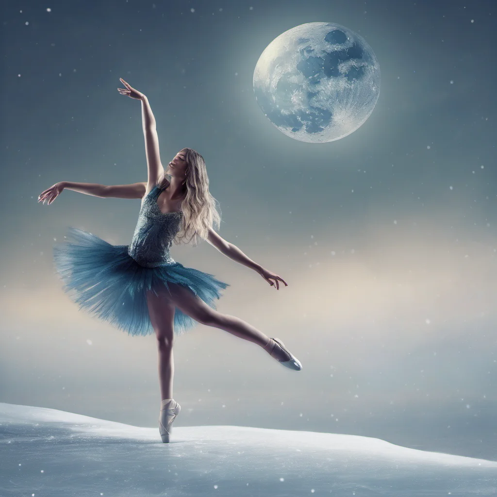 aipretty dancer on ice one leg in the air%2C fantasy moon amazing awesome portrait 2