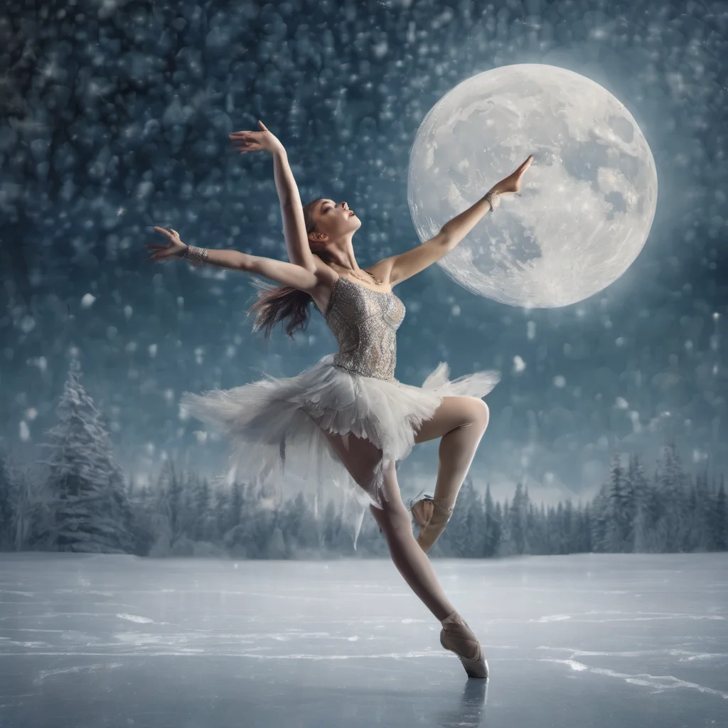 aipretty dancer on ice one leg in the air%2C fantasy moon good looking trending fantastic 1