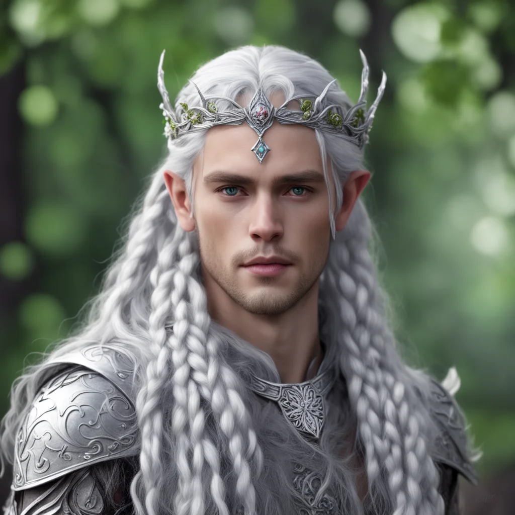 prince celeborn with braids wearing silver leaf and diamond berry elvish circlet amazing awesome portrait 2