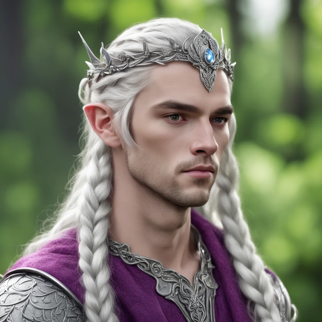 aiprince celeborn with braids wearing silver leaf and diamond berry elvish circlet good looking trending fantastic 1