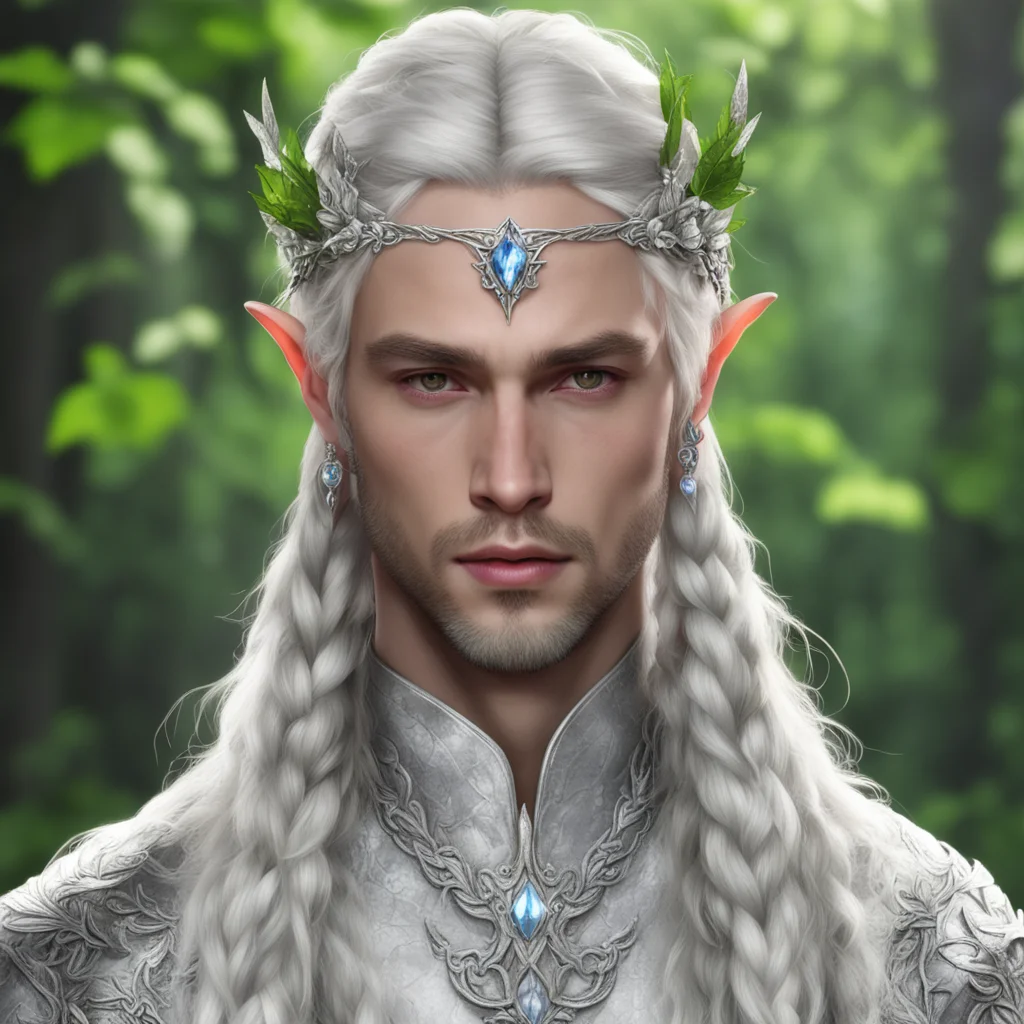 aiprince celeborn with braids wearing silver leaves with diamond berry elvish circlet  confident engaging wow artstation art 3