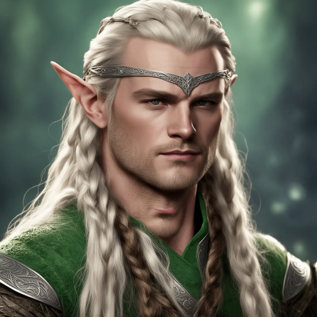 aiprince legolas with braids wearing silver elven circlet with diamonds confident engaging wow artstation art 3