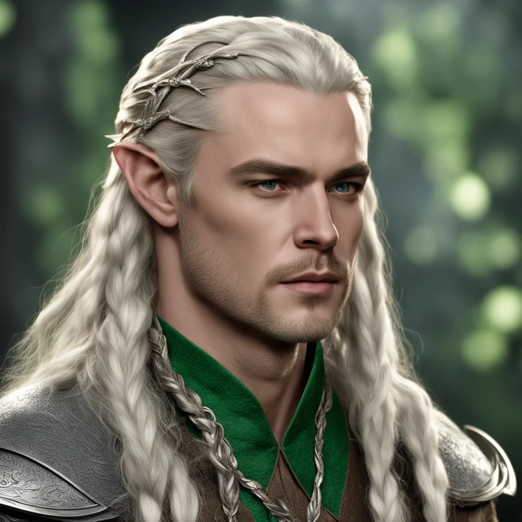 aiprince legolas with braids wearing silver elven circlet with diamonds good looking trending fantastic 1