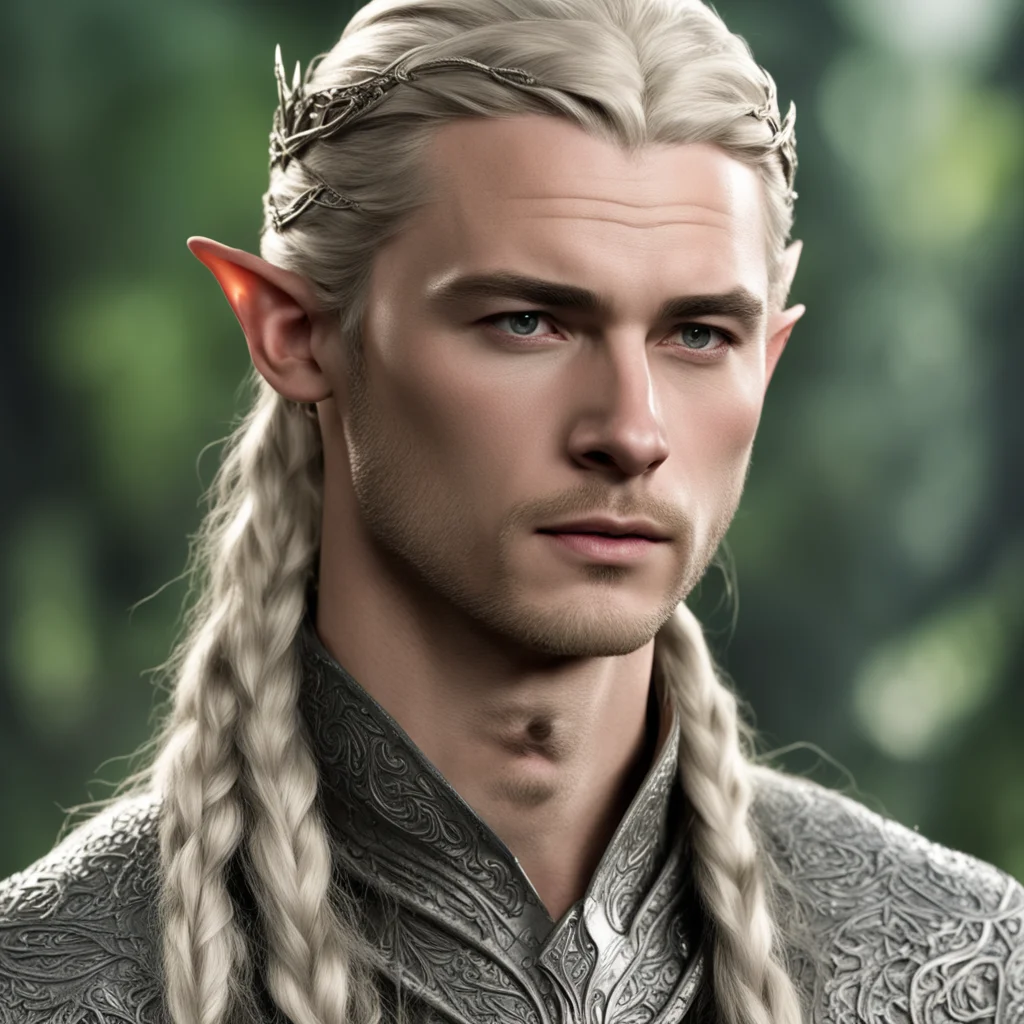 aiprince legolas with braids wearing silver elven coronet with diamonds good looking trending fantastic 1