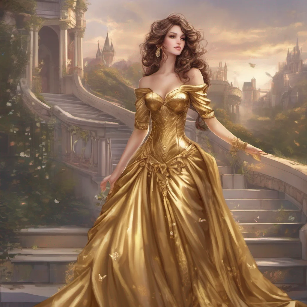 aiprincess golden dress fantasy art good looking trending fantastic 1