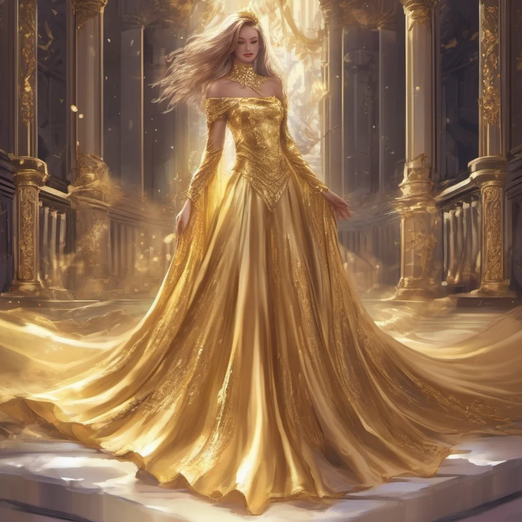 princess golden dress fantasy art