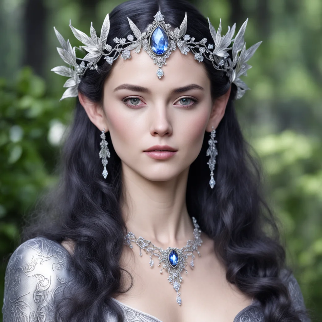aiprincess luthien wearing silver flower elven circlet with diamonds amazing awesome portrait 2