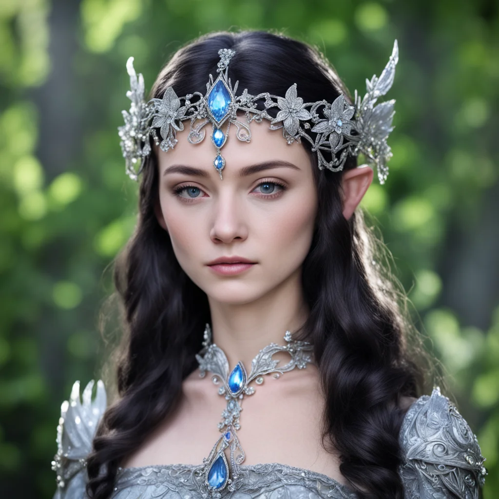 aiprincess luthien wearing silver flower elven circlet with diamonds good looking trending fantastic 1