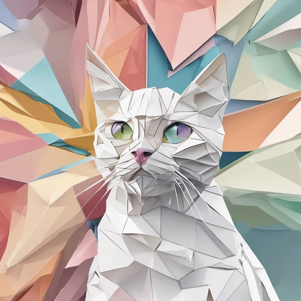 aiprism style%2C origami style%2C padding%2C center%2C  illustration of a cute cat head%2C the whole image over a white%C2%A0background. get space on the edges good looking trending fantastic 1