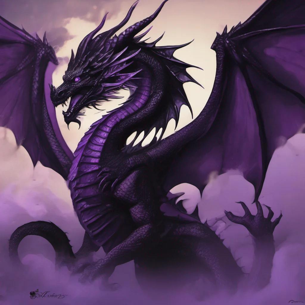 aipurple and black dragon fantasy art ethereal