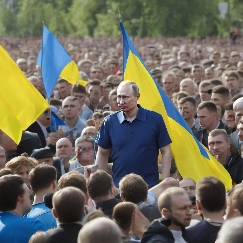 aiputin in a pro ukraine demonstration   in yellow and blue shirt good looking trending fantastic 1
