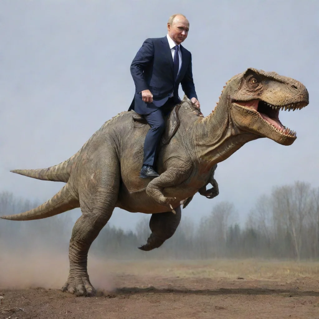 aiputin riding on the dinosaur