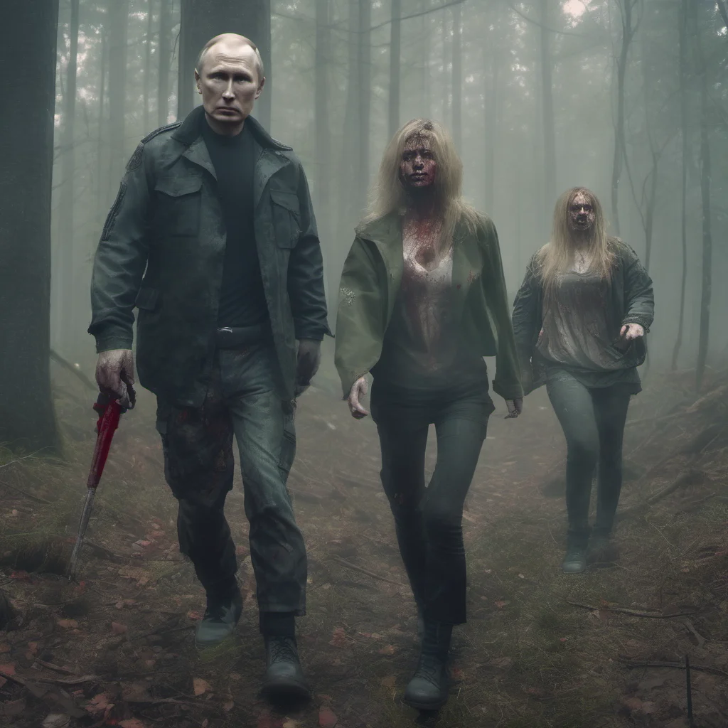 aiputin slaughtered by two zombie girls in a forest   fog   uncanny    realistic cinematic grunge  amazing awesome portrait 2