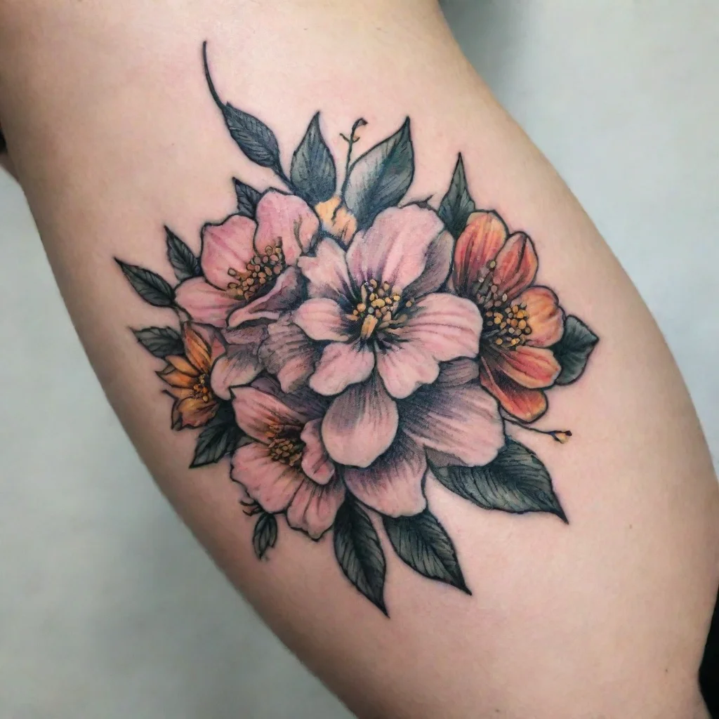 queen flowers fine line tattoo