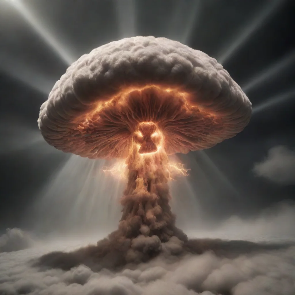 airadiation sign illustration inside mushroom cloud%2C 3d abstract